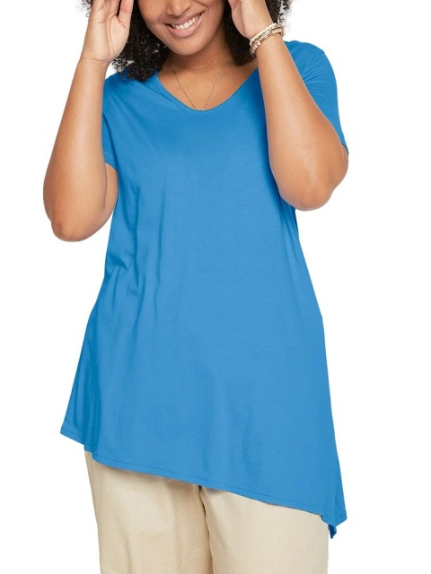 BPC NIEBIESKA BLUZKA TUNIKA ASYMETRYCZNA BAWEŁNA BP15