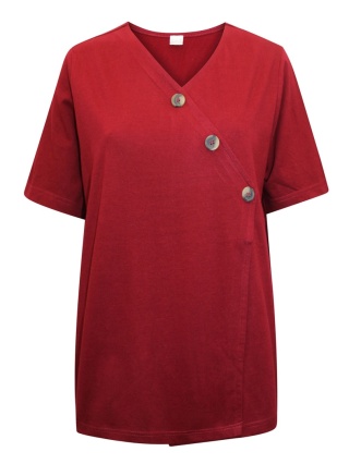 CLASSIC BASIC CZERWONA BLUZKA OZDOBNE GUZIKI CB13