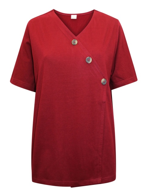 CLASSIC BASIC CZERWONA BLUZKA OZDOBNE GUZIKI CB13