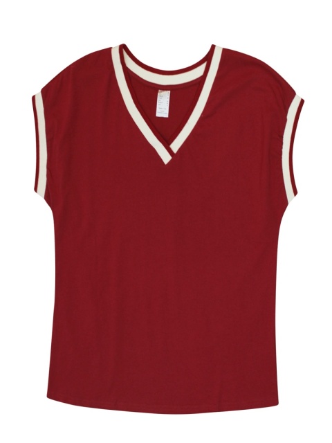 CLASSIC BASIC KONTRASTOWA BLUZKA OVERSIZE CZERWONA CB10