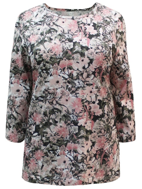 CLASSIC BASIC BAWEŁNIANA BLUZKA TUNIKA KWIATY CB12