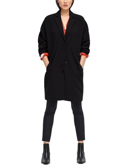 ELLOS CZARNY ELEGANCKI PŁASZCZ NA LATO OVERSIZE ES01