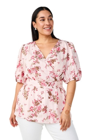 ZIZZI ŚLICZNA BIAŁA BLUZKA KWIATY 151A