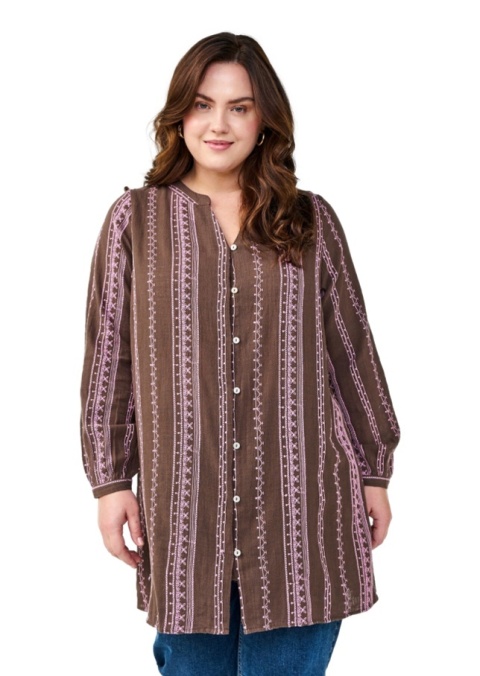 ZIZZI BRĄZOWA TUNIKA KOSZULOWA HAFT 603A