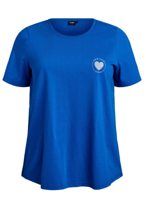 ZIZZI KLASYCZNY NIEBIESKI T-SHIRT NADRUK 002K