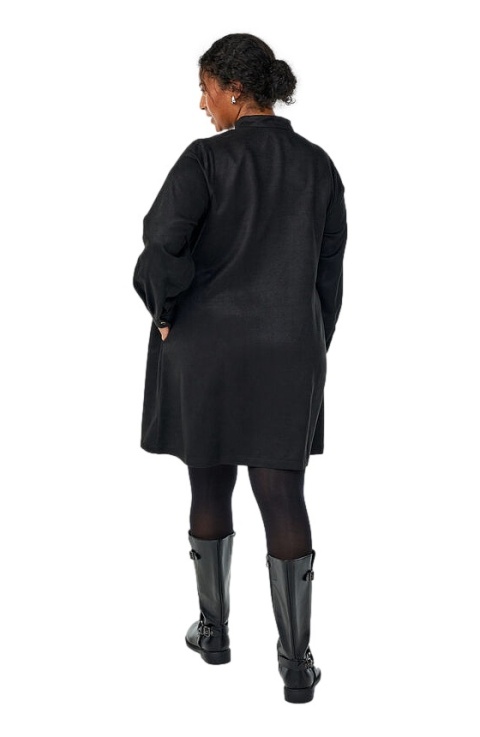 ZIZZI DŁUGA CZARNA KOSZULA TUNIKA ZAMSZ SUWAK 705A