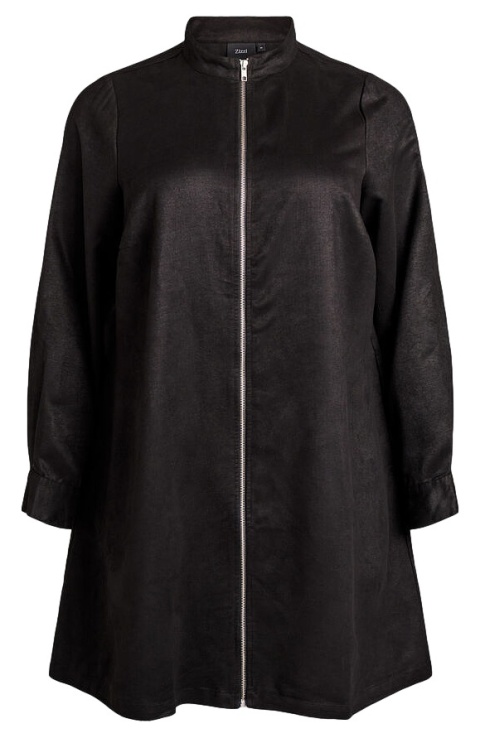 ZIZZI DŁUGA CZARNA KOSZULA TUNIKA ZAMSZ SUWAK 705A