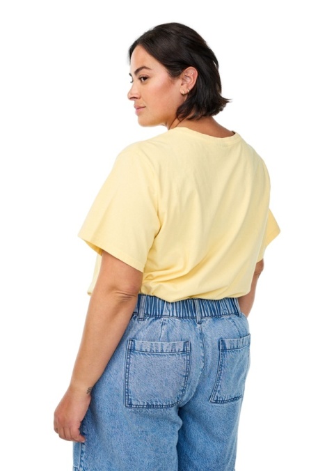 ZIZZI MODNY ŻÓŁTY T-SHIRT NADRUK BAWEŁNA 624A