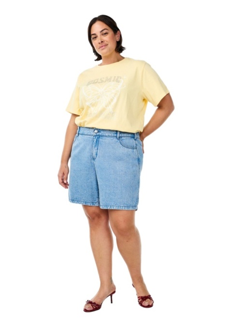 ZIZZI MODNY ŻÓŁTY T-SHIRT NADRUK BAWEŁNA 624A