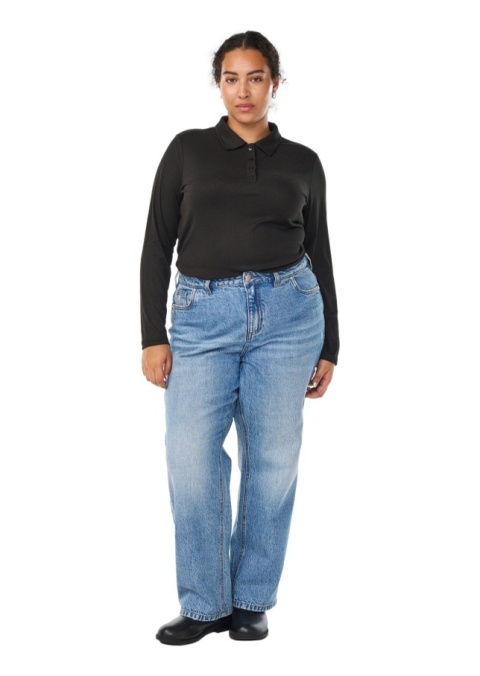 ZIZZI PRĄŻKOWANA CZARNA BLUZKA POLO 282A