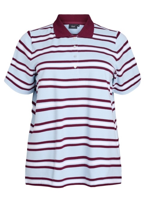 ZIZZI BŁĘKITNA BLUZKA POLO W PASKI 601C