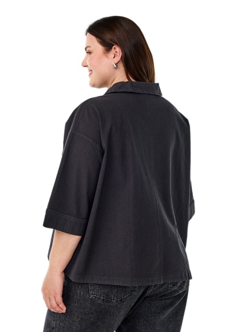 ZIZZI LUŹNA CZARNA BLUZKA Z KOŁNIERZYKIEM BAWEŁNA 681A