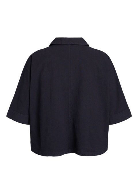 ZIZZI LUŹNA CZARNA BLUZKA Z KOŁNIERZYKIEM BAWEŁNA 681A