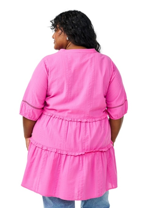 ZIZZI RÓŻOWA BAWEŁNIANA TUNIKA FALBANY 433A
