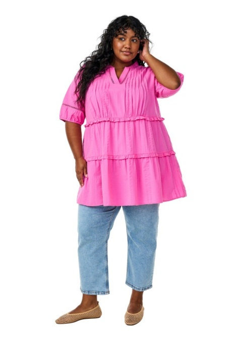 ZIZZI RÓŻOWA BAWEŁNIANA TUNIKA FALBANY 433A