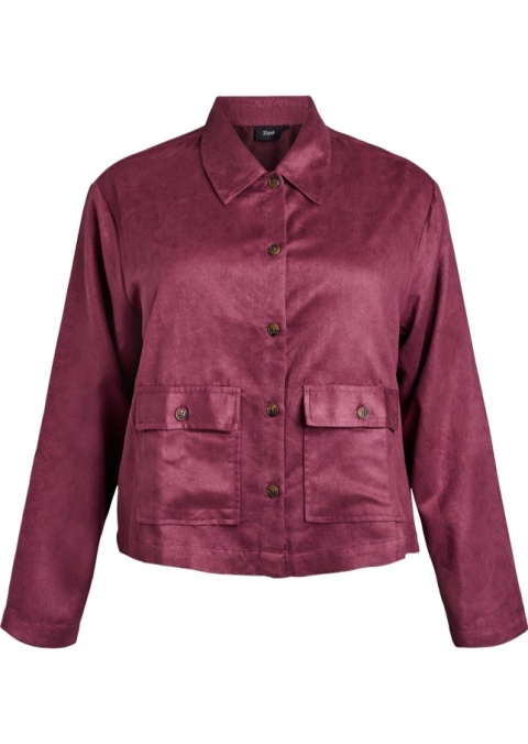 ZIZZI BORDOWA ZAMSZOWA KRÓTKA KOSZULA 302A