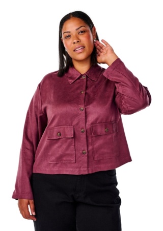 ZIZZI BORDOWA ZAMSZOWA KRÓTKA KOSZULA 302A