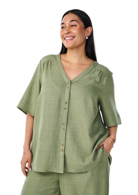 ZIZZI LUŹNA ZIELONA BLUZKA KOSZULOWA 226A