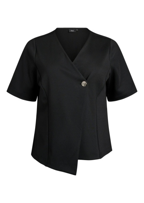 ZIZZI ELEGANCKA CZARNA BLUZKA ASYMETRYCZNA ZAPIĘCIE 357C