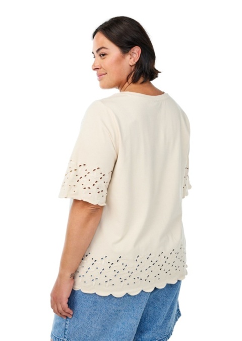 ZIZZI BEŻOWA BLUZKA T-SHIRT ANGIELSKI HAFT 109A