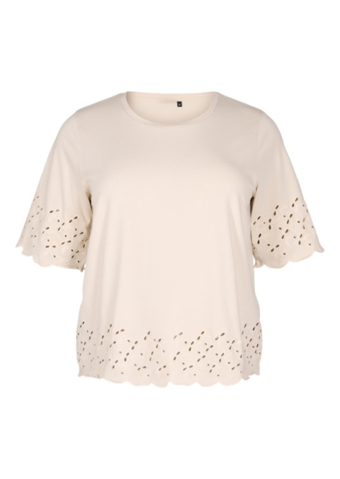 ZIZZI BEŻOWA BLUZKA T-SHIRT ANGIELSKI HAFT 109A