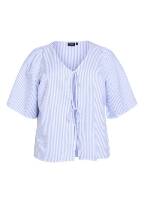 ZIZZI NIEBIESKA WIĄZANA BLUZKA W PASKI BAWEŁNA 051A