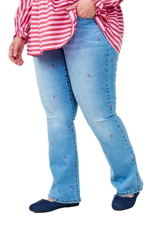 ZIZZI JASNE JEANSY BOOTCUT WZÓR KWIATY 093A