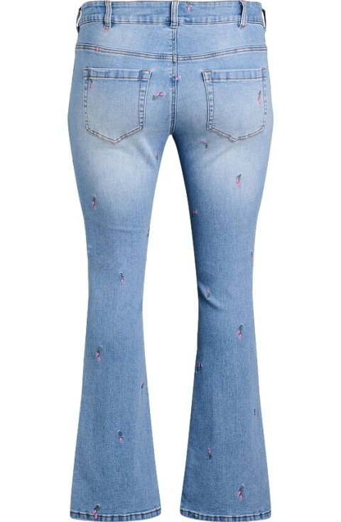 ZIZZI JASNE JEANSY BOOTCUT WZÓR KWIATY 093A