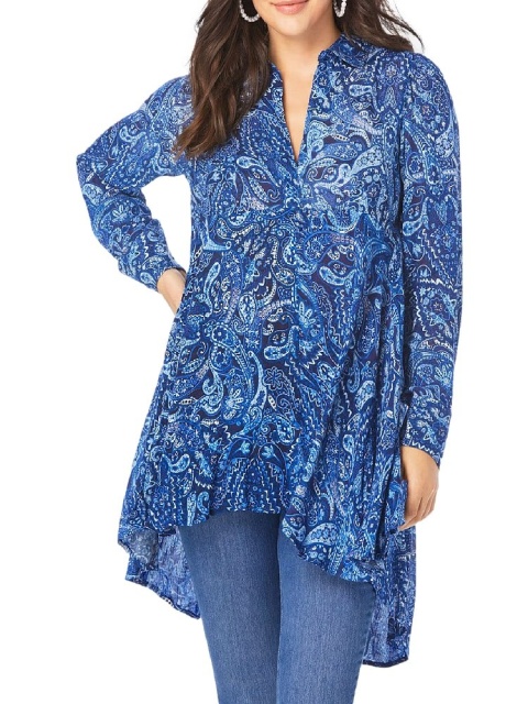 ROAMANS ZWIEWNA NIEBIESKA TUNIKA PAISLEY RM06