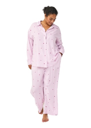 ZIZZI RÓŻOWE PROSTE SPODNIE PIŻAMOWE PASKI WZÓR 624G