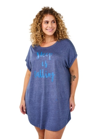 ZIZZI WYGODNA NIEBIESKA KOSZULA NOCNA NAPIS 056A