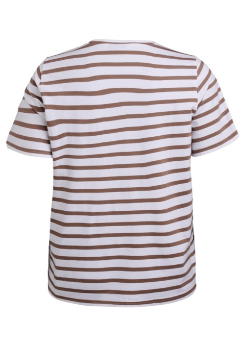 ZIZZI KAPITALNY T-SHIRT BLUZKA BRĄZOWE PASKI 893A