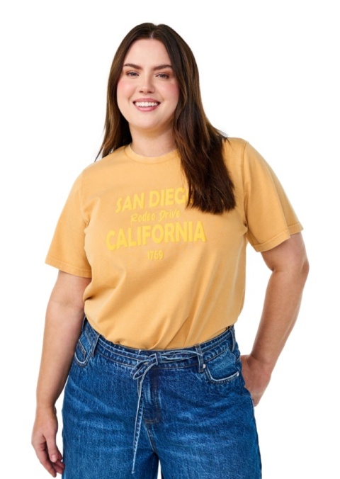 ZIZZI ŻÓŁTY BAWEŁNIANY T-SHIRT NAPIS 295A