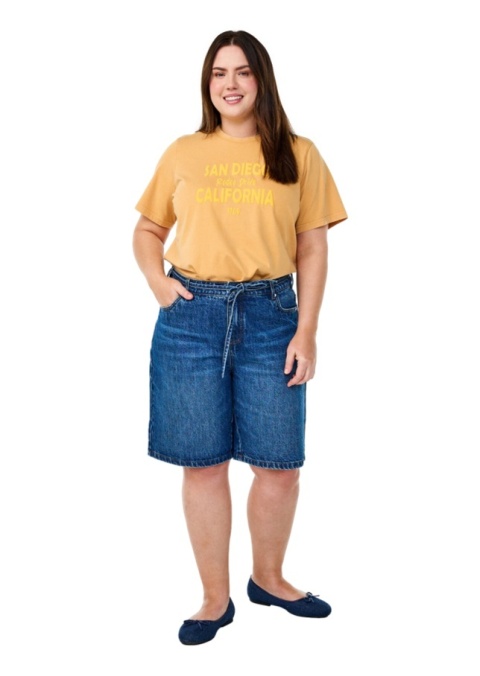 ZIZZI ŻÓŁTY BAWEŁNIANY T-SHIRT NAPIS 295A