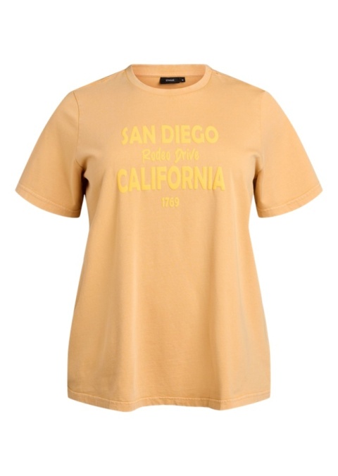 ZIZZI ŻÓŁTY BAWEŁNIANY T-SHIRT NAPIS 295A
