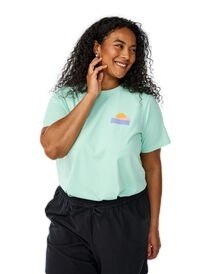 ZIZZI TURKUSOWY T-SHIRT NADRUK NAPISY 627A