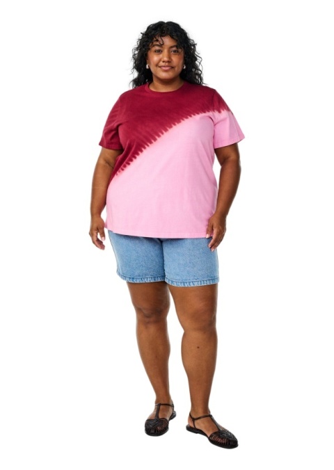 ZIZZI KLASYCZNY RÓŻOWY T-SHIRT DIP-DYE 139A