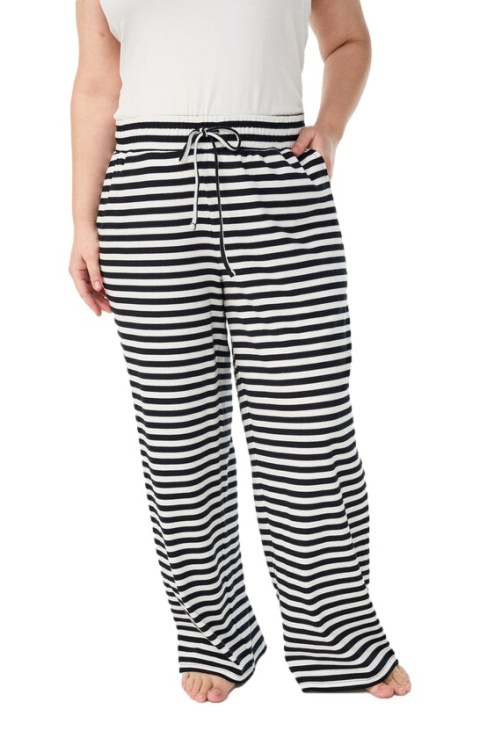 ZIZZI BIAŁE SPODNIE PIŻAMOWE W PASKI BAWEŁNA 110A