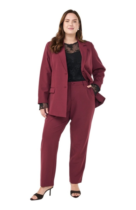 ZIZZI ELEGANCKIE PROSTE SPODNIE BORDOWE 377C