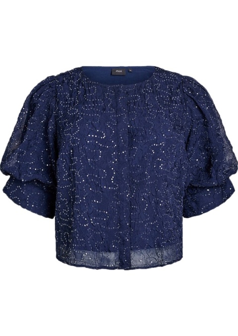 ZIZZI GRANATOWA IMPREZOWA BLUZKA KOSZULOWA CEKINY 081A