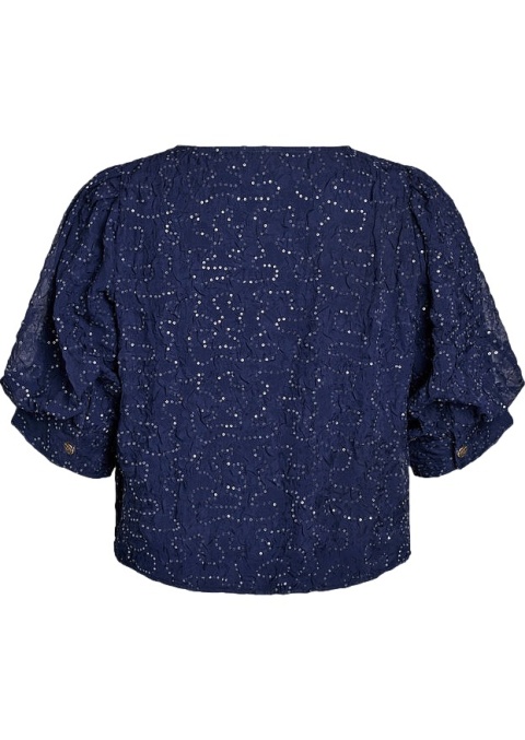 ZIZZI GRANATOWA IMPREZOWA BLUZKA KOSZULOWA CEKINY 081A