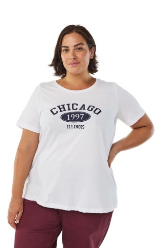 ZIZZI KLASYCZNY BIAŁY T-SHIRT NAPIS 002G