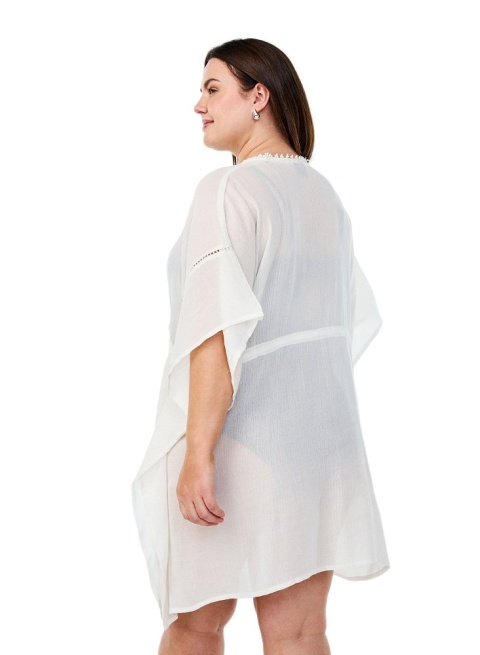 ZIZZI BIAŁA PLAŻOWA SUKIENKA KIMONO WISKOZA 844A