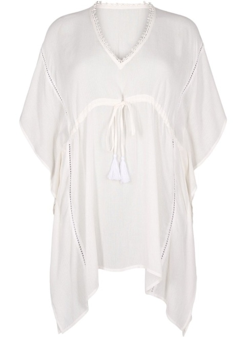 ZIZZI BIAŁA PLAŻOWA SUKIENKA KIMONO WISKOZA 844A
