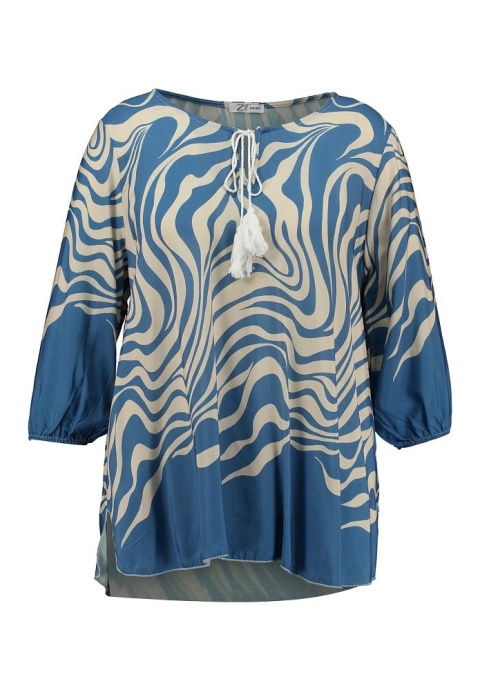 Z-ONE PIĘKNA NIEBIESKA BLUZKA TUNIKA BOHO CHWOSTY ZO03