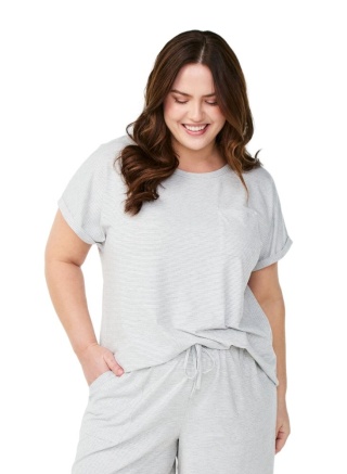 ZIZZI T-SHIRT BLUZKA DROBNE PASKI 075B
