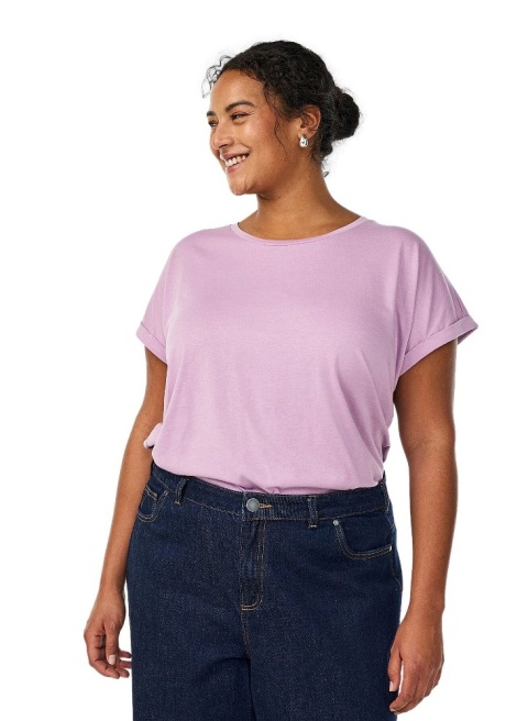 ZIZZI KLASYCZNY T-SHIRT RÓŻOWY LILA148F