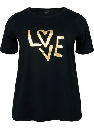 ZIZZI BLUZKA T-SHIRT CZARNY NAPIS 002F