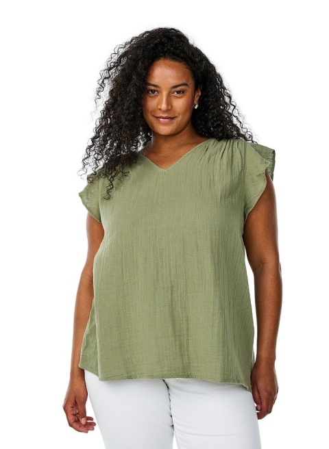 ZIZZI ELEGANCKA BLUZKA TOP BEZ RĘKAWÓW KHAKI 070L