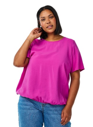 ZIZZI ELEGANCKA BLUZKA Z KRÓTKIM RĘKAWEM T-SHIRT RÓŻOWY 084B